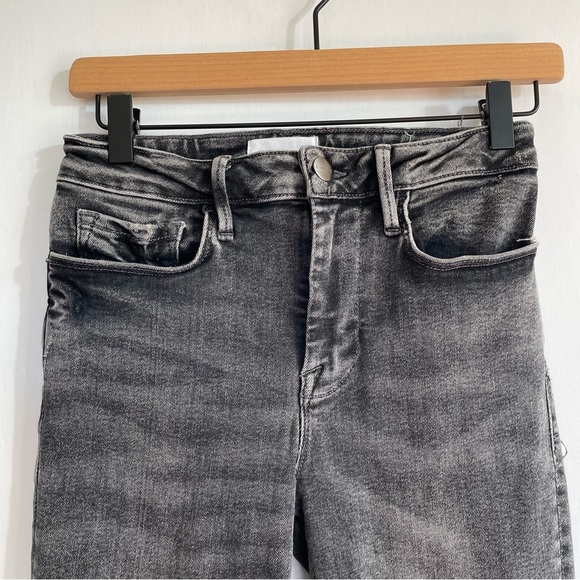 Frame Le One Crop Mini Boot Gray Faded Stretch Casual Denim Pants size 1 - Picture 7 of 16
